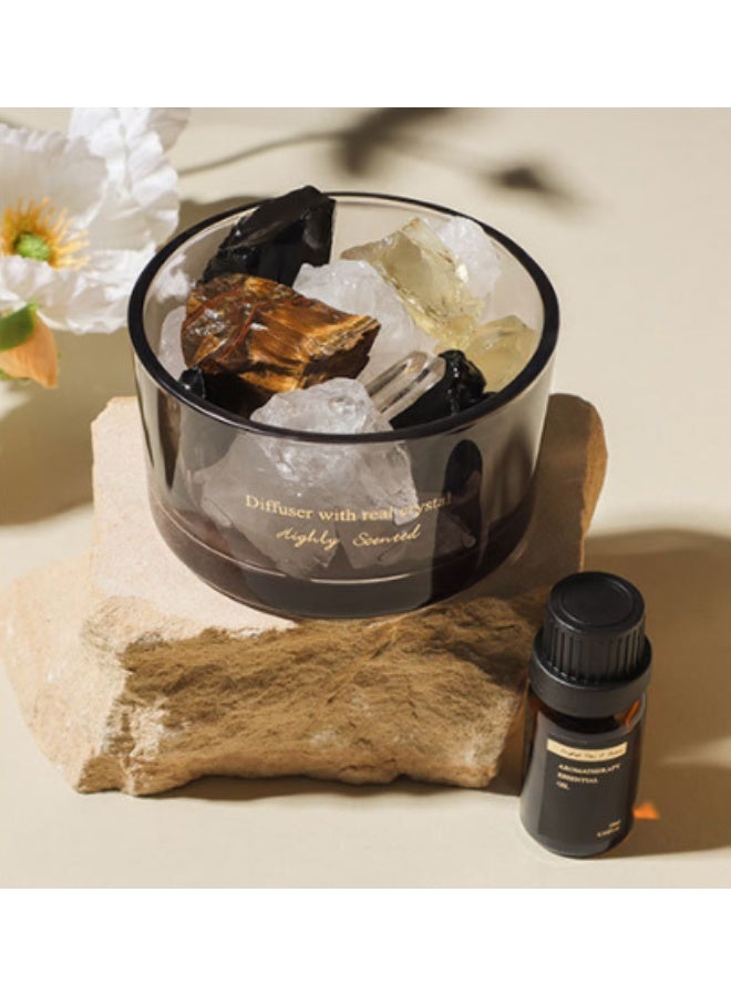 Aromancy Pear & Freesia Crystal Stone Diffuser Gift Set Flame-Free Aromatherapy Natural Diffuser Crystals with Glass Crystal Cup and 10ML Essential Oil Luxury Home Fragrance Decor with Gift Box & Bag for Ramadan Eid Gift - Image 1
