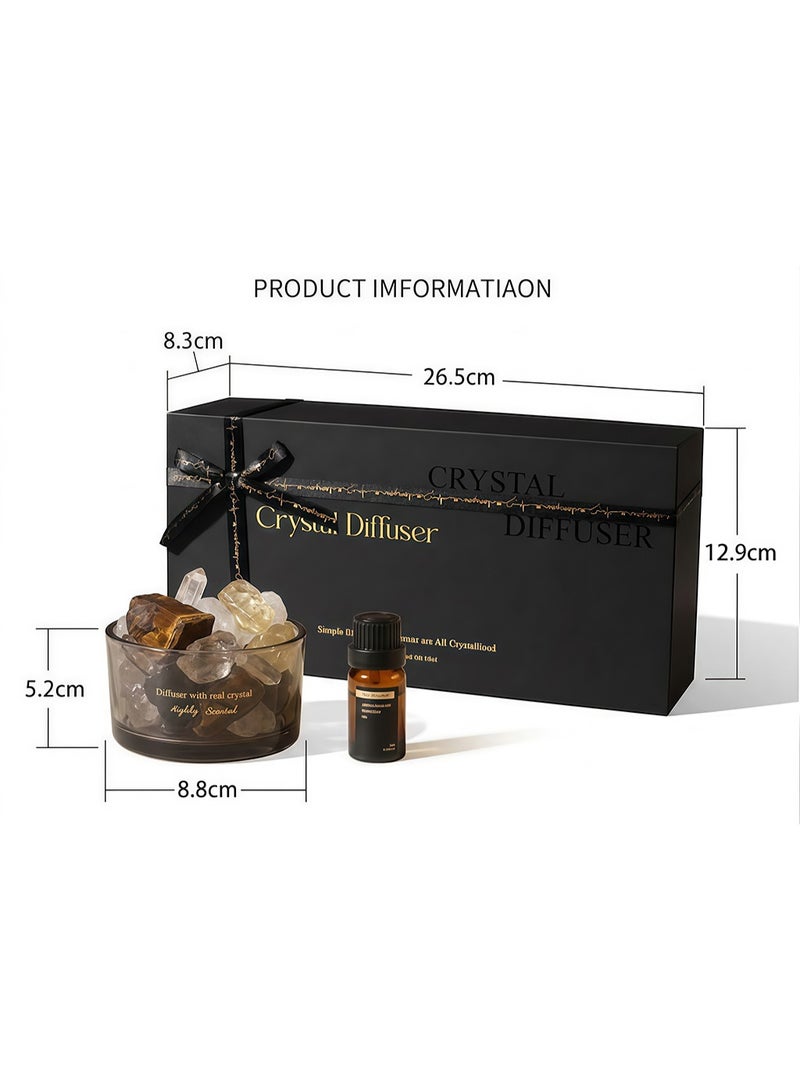 Aromancy Pear & Freesia Crystal Stone Diffuser Gift Set Flame-Free Aromatherapy Natural Diffuser Crystals with Glass Crystal Cup and 10ML Essential Oil Luxury Home Fragrance Decor with Gift Box & Bag for Ramadan Eid Gift - Image 2