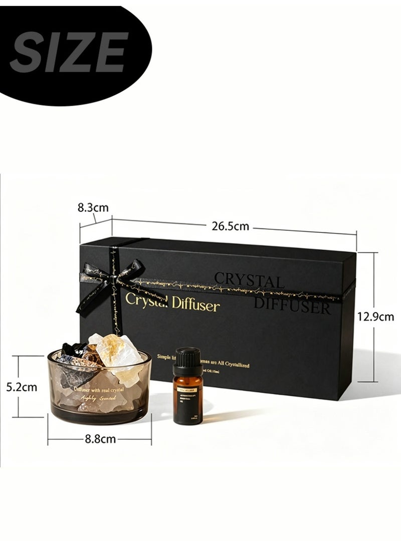 Aromancy Pear & Freesia Crystal Stone Diffuser Gift Set Flame-Free Aromatherapy Natural Diffuser Crystals with Glass Crystal Cup and 10ML Essential Oil Luxury Home Fragrance Decor with Gift Box & Bag for Ramadan Eid Gift - Image 2