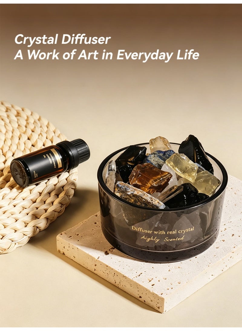 Aromancy Pear & Freesia Crystal Stone Diffuser Gift Set Flame-Free Aromatherapy Natural Diffuser Crystals with Glass Crystal Cup and 10ML Essential Oil Luxury Home Fragrance Decor with Gift Box & Bag for Ramadan Eid Gift - Image 3