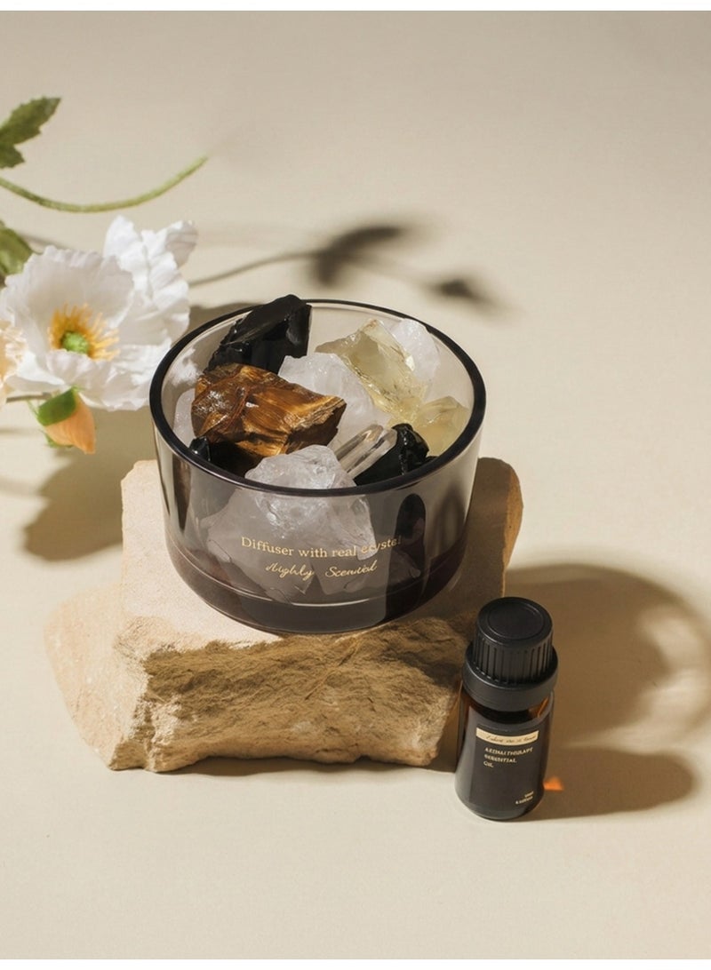 Aromancy Pear & Freesia Crystal Stone Diffuser Gift Set Flame-Free Aromatherapy Natural Diffuser Crystals with Glass Crystal Cup and 10ML Essential Oil Luxury Home Fragrance Decor with Gift Box & Bag for Ramadan Eid Gift - Image 4