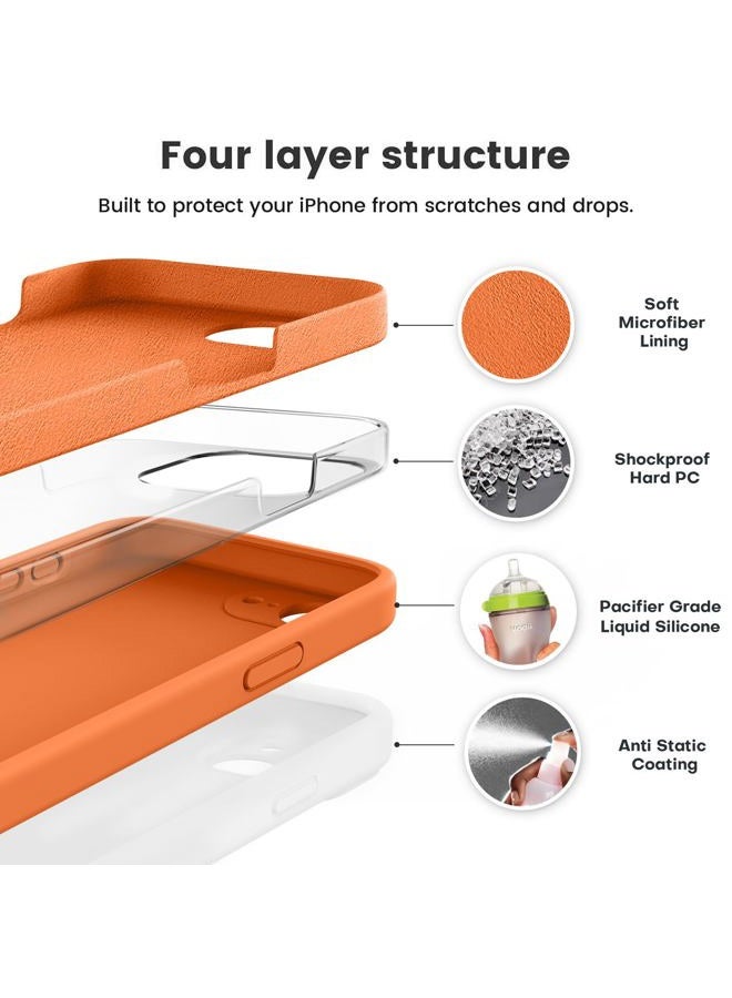 Vooii Compatible with iPhone 16e Case, Liquid Silicone Upgrade [Camera Protection] [Soft Anti-Scratch Microfiber Lining] Shockproof Phone Case for iPhone 16e 6.1 inch - Bright Orange - Image 2