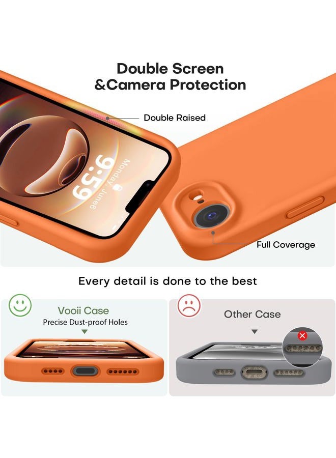 Vooii Compatible with iPhone 16e Case, Liquid Silicone Upgrade [Camera Protection] [Soft Anti-Scratch Microfiber Lining] Shockproof Phone Case for iPhone 16e 6.1 inch - Bright Orange - Image 3