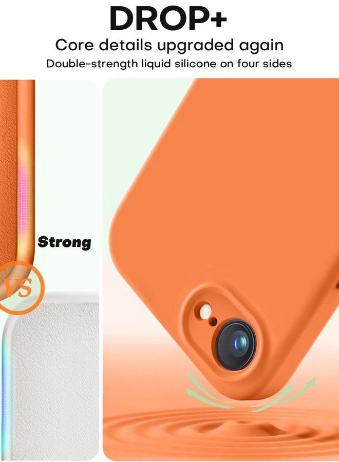 Vooii Compatible with iPhone 16e Case, Liquid Silicone Upgrade [Camera Protection] [Soft Anti-Scratch Microfiber Lining] Shockproof Phone Case for iPhone 16e 6.1 inch - Bright Orange - Image 4