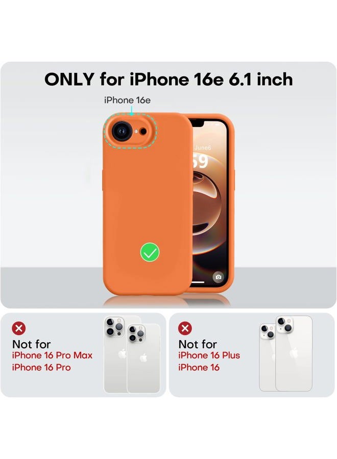 Vooii Compatible with iPhone 16e Case, Liquid Silicone Upgrade [Camera Protection] [Soft Anti-Scratch Microfiber Lining] Shockproof Phone Case for iPhone 16e 6.1 inch - Bright Orange - Image 5