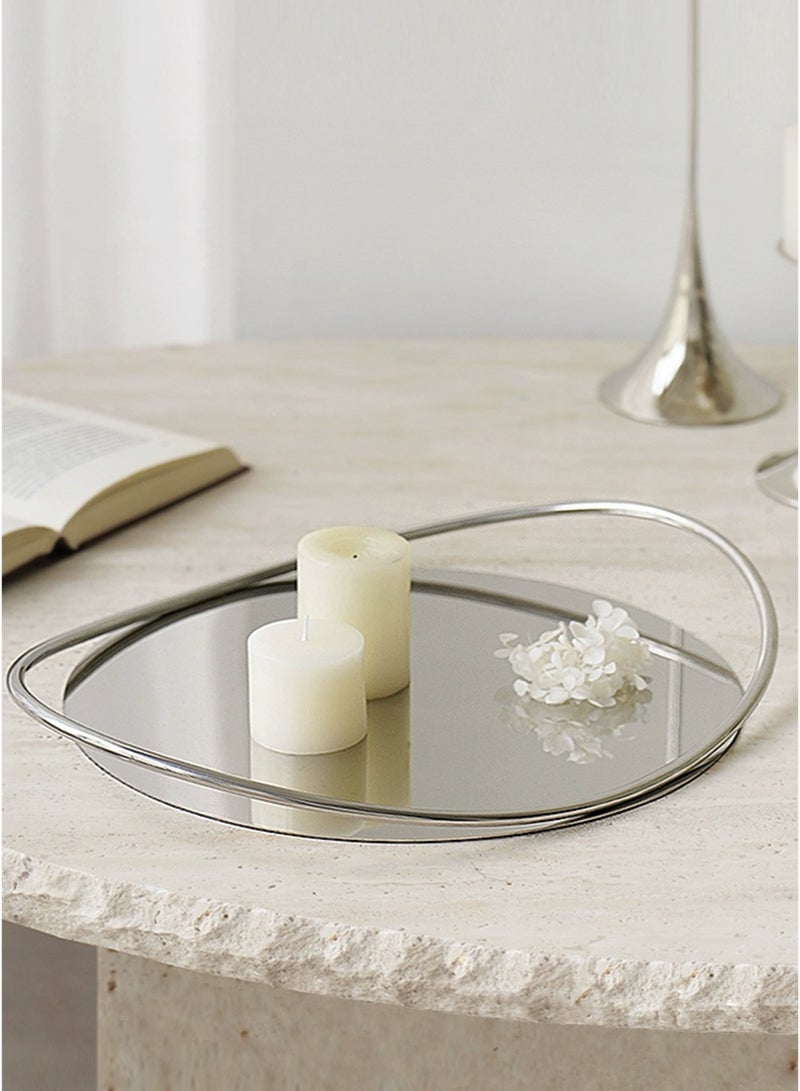 Maison Adeo | Qamar Stainless Steel Round Tray | Minimalist Serving Essential | Minimalist Tabletop Decor | Modern Home Decor Accents  - Image 2