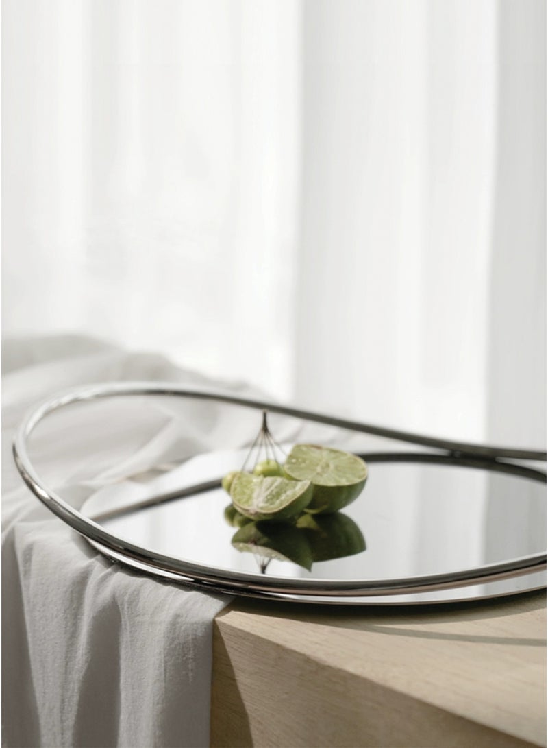 Maison Adeo | Qamar Stainless Steel Round Tray | Minimalist Serving Essential | Minimalist Tabletop Decor | Modern Home Decor Accents  - Image 3