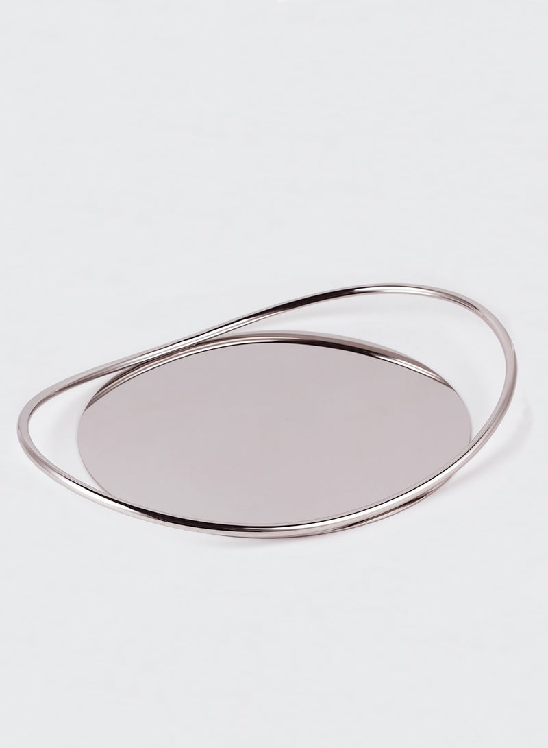 Maison Adeo | Qamar Stainless Steel Round Tray | Minimalist Serving Essential | Minimalist Tabletop Decor | Modern Home Decor Accents  - Image 5