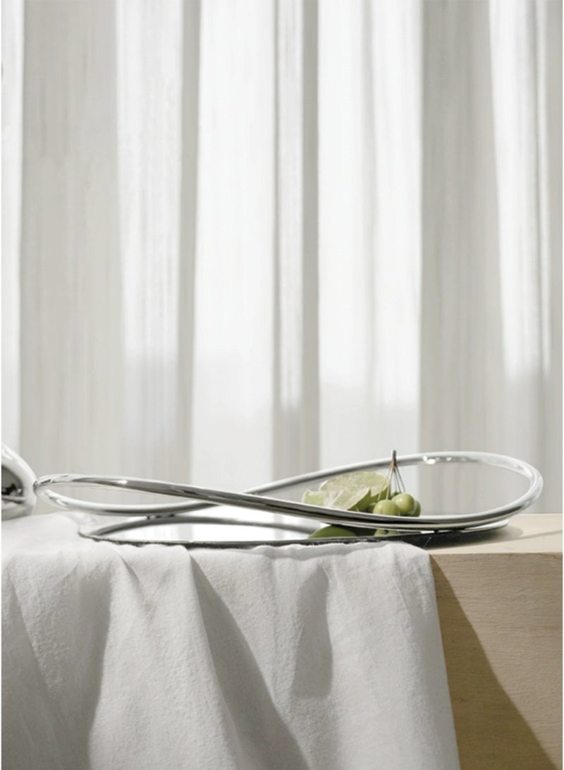 Maison Adeo | Qamar Stainless Steel Round Tray | Minimalist Serving Essential | Minimalist Tabletop Decor | Modern Home Decor Accents  - Image 4