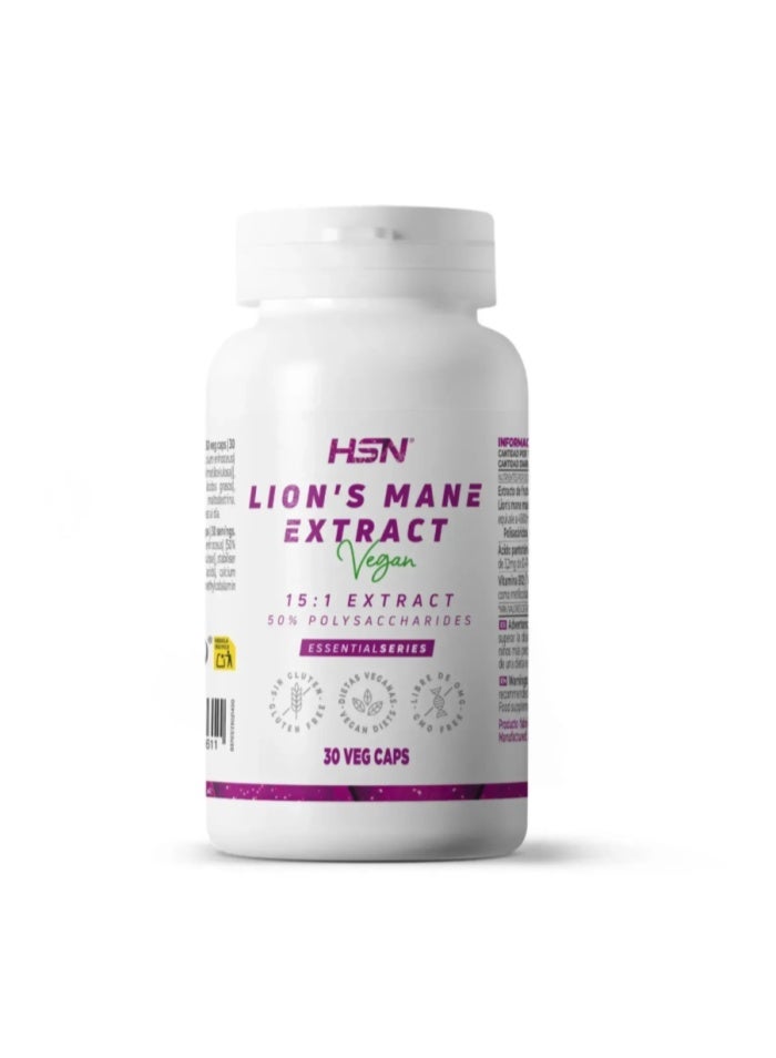 HSN Lion's Mane 4500mg Hericium Mushroom (50% Polysaccharides) | 30 Vegetable Capsules | Lions Mane Extract 15x More Concentrate | Non-GMO, Vegan, Gluten Free - Image 1