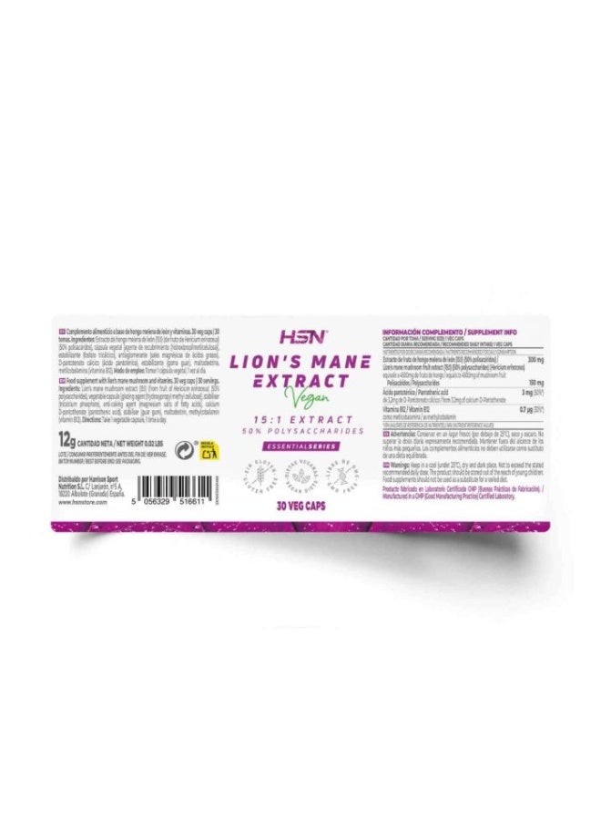 HSN Lion's Mane 4500mg Hericium Mushroom (50% Polysaccharides) | 30 Vegetable Capsules | Lions Mane Extract 15x More Concentrate | Non-GMO, Vegan, Gluten Free - Image 2