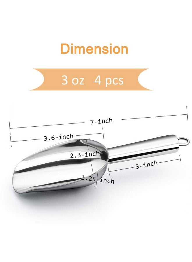 TeamFar TeamFar Mini Scoop, 3oz Stainless Steel Canister Small Ice Candy Scoop for Kitchen Dispenser Buffet Jars, Healthy & Sturdy, Multi-use & Mirror Finish, Dishwasher Safe-4 PCS  - Image 2
