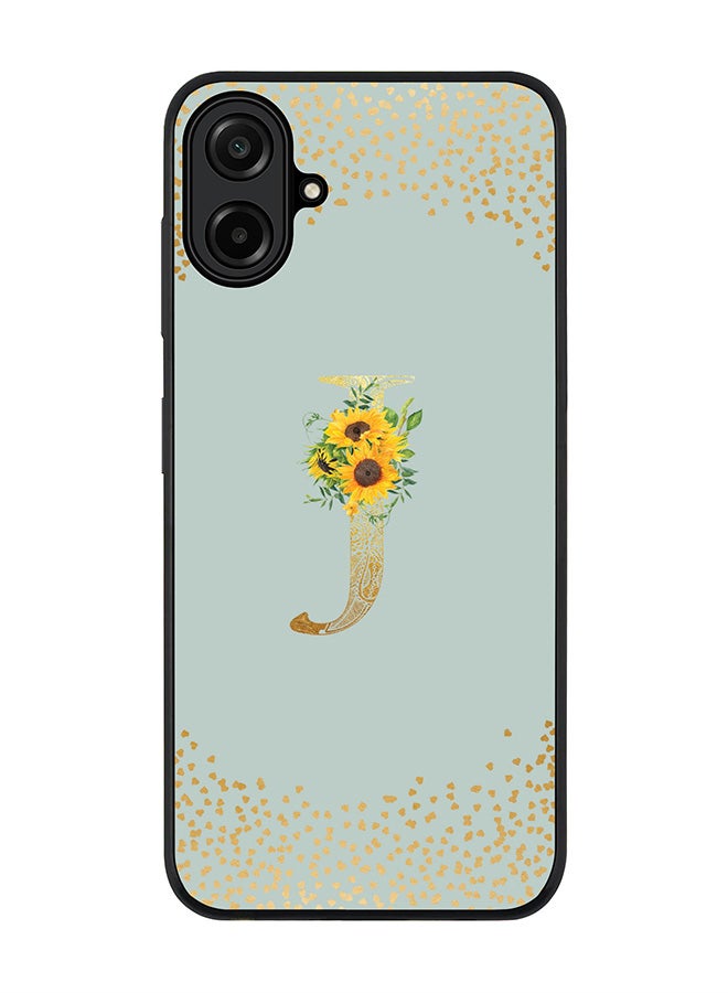 Stylizedd For Samsung Galaxy A07 4G Case,Slim fit Camera Protection, Shockproof Thin Phone cover  - Custom Floral Monogram - J  (Light Grey )