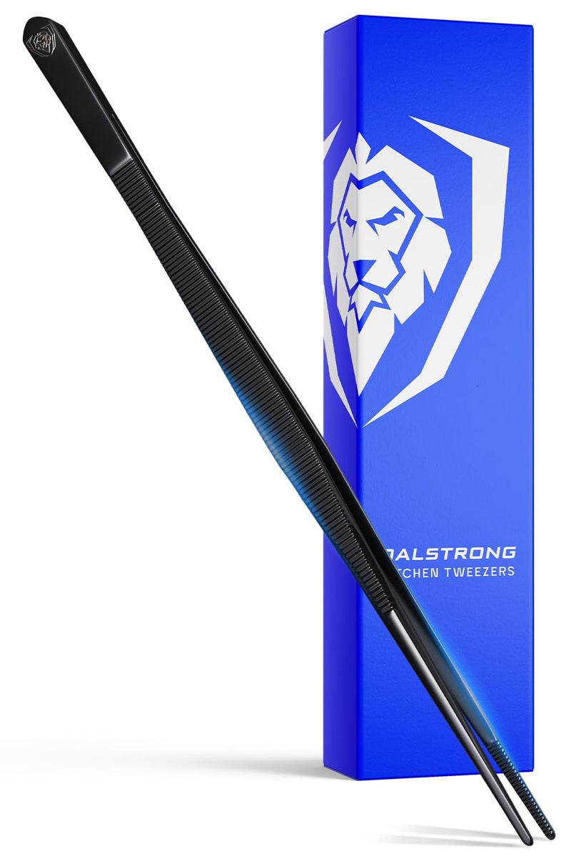 DALSTRONG Chef Tweezers Professional Kitchen Tongs- 12" high-precision Tweezer Tongs for Cooking - Stainless Steel Black w/vTitanium Coating -BBQ, Plating, Multi-use - Image 1