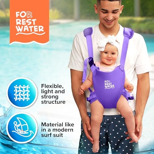 FOR REST WATER Baby Carrier - Premium Neoprene Ergonomic for Warm & Safe Water & Land Fun (4-24 Months) - Adjustable Infant & Toddler Harness – Summer & Winter Baby Carrier (Lilak) - Image 4