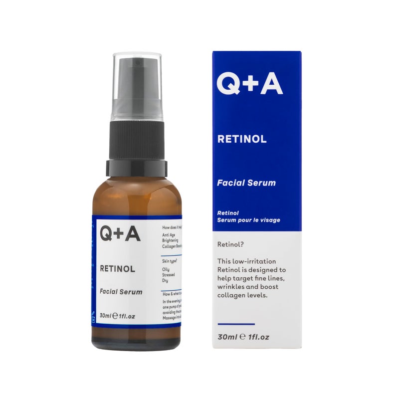 Q+A Retinol Facial Serum (30ml), Face Serum Skincare with Retinol, Squalane & Bisabolol, Smooths Fine Lines, Evens Skin Tone & Boosts Radiance, Vegan & Fragrance Free - Image 1