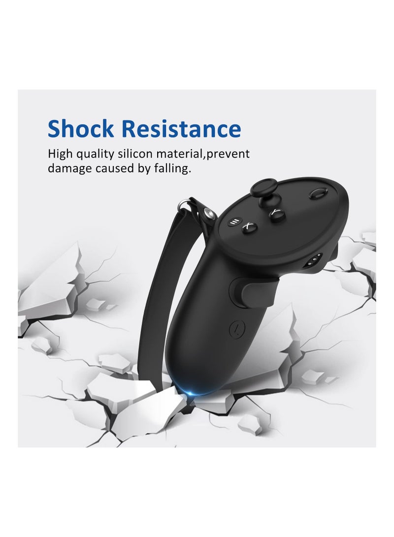 Compatible with Meta Quest Pro Accessories, Meta Quest Pro Controller Grips Cover Protector, Silicone Grip Cover Protector for Oculus Quest Touch Pro Controllers, with Knuckle Straps - Image 3