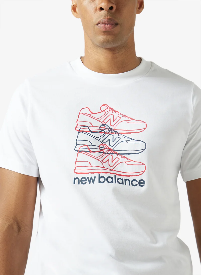 New Balance WHITE (WT) Layered 574 Relaxed T-Shirt for Men | Best Price UAE