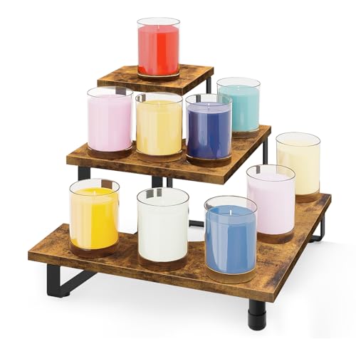 ELITEROO 3 Tier Wooden Retail Display Shelves Portable Display Rack for Retail Counter Top Craft Shows Tradeshows 3 Step Corner Tiered Table Display Tower Stand for Cupcake Jewelry Display - Image 1