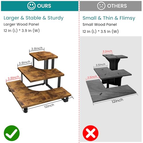 ELITEROO 3 Tier Wooden Retail Display Shelves Portable Display Rack for Retail Counter Top Craft Shows Tradeshows 3 Step Corner Tiered Table Display Tower Stand for Cupcake Jewelry Display - Image 3