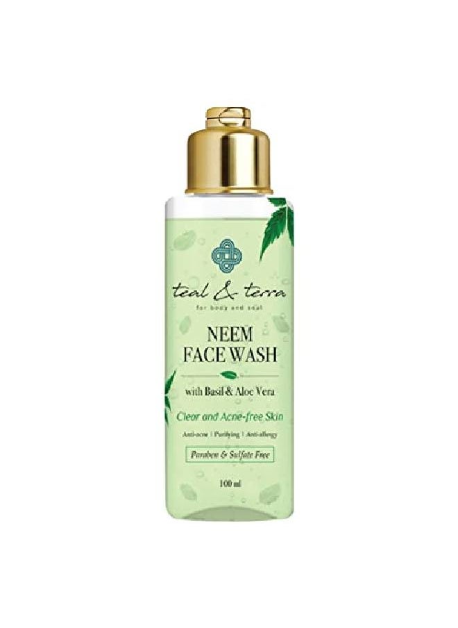 Teal & Terra - Neem Face Wash with Basil Aloe Vera for Clear Acne free Skin | Paraben Sulfate Free 100 ml - Image 1