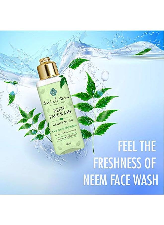 Teal & Terra - Neem Face Wash with Basil Aloe Vera for Clear Acne free Skin | Paraben Sulfate Free 100 ml - Image 1