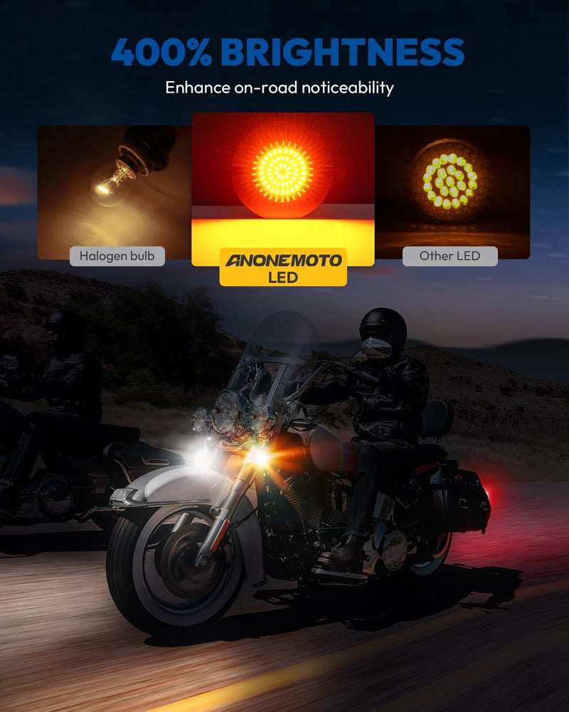 ANONEMOTO Brightness 1157 1156 LED Turn Signals 3 1/4 Inch Compatible for Harley Electra Glide Road King Softail Tour Glide Ultra Limited Turn Signal Led Lights Brake Lights 1986-2024 - Image 2