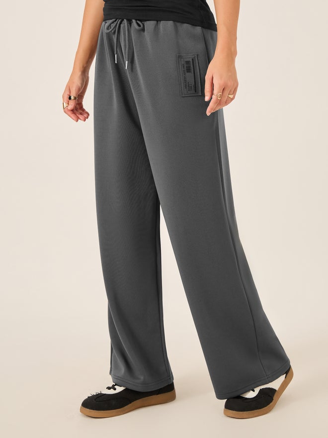 Styli Styli Badge Detail Scuba Wide Leg Joggers  - Image 2