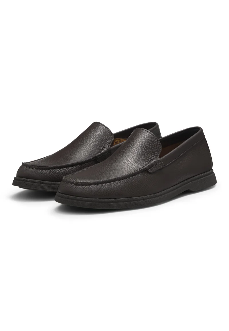 بوس Tumbled-leather moccasins with logo detail