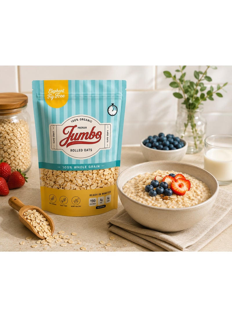Elephant & Fig Tree Original Norwegian Jumbo Rolled Oats 500g | Oatmeal | High Fiber | Vegan | Healthy Breakfast | Granola Grade - Image 1
