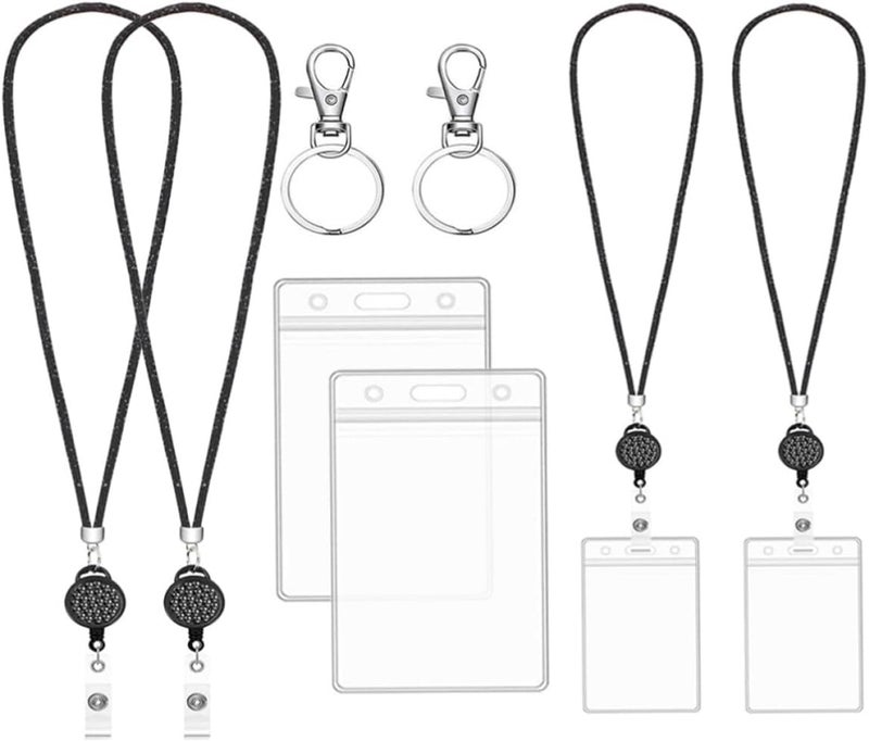 Badge Holder with Lanyard for Business and Game Cards, Plastic and Nylon Protective Cover, Convenient to Clean, for Students and Nurses, Name Badge Sleeve - Image 1