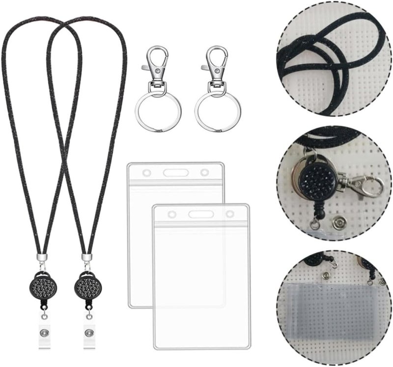Badge Holder with Lanyard for Business and Game Cards, Plastic and Nylon Protective Cover, Convenient to Clean, for Students and Nurses, Name Badge Sleeve - Image 5