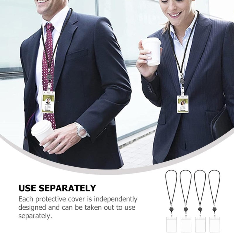 Badge Holder with Lanyard for Business and Game Cards, Plastic and Nylon Protective Cover, Convenient to Clean, for Students and Nurses, Name Badge Sleeve - Image 2