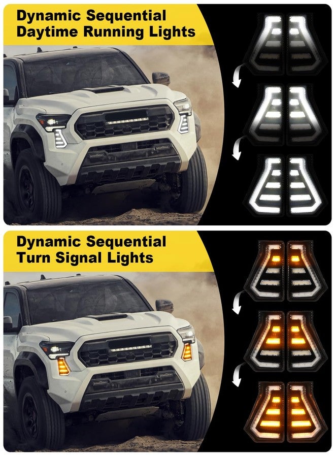 OKLSG LED Fog Lights Kit for 2024 2025 Toyota Tacoma DRL Daytime Running Lights Amber Turn Signal Fog Lamps Toyota Tacoma Accessories (C-shaped) - Image 4