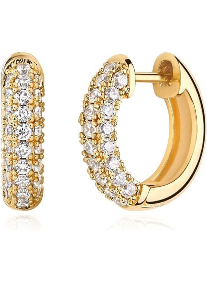 MEVECCO Women Huggie Hoop Earrings Gold Ear Stud Cuff 14K Gold Filled Small Boho Beach Simple Delicate Handmade Hypoallergenic Jewelry Gift - Image 1