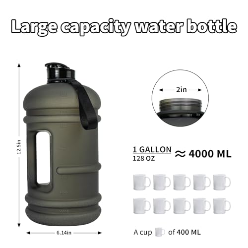 TOOFEEL 1 Gallon Water Bottle - 128 oz With Flip Lid, Measurements Marked, Leak Proof BPA Free Jug for Gym, Sports - Matte Black - Image 5