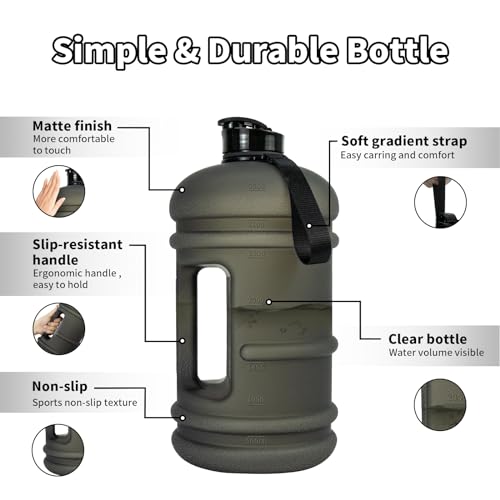 TOOFEEL 1 Gallon Water Bottle - 128 oz With Flip Lid, Measurements Marked, Leak Proof BPA Free Jug for Gym, Sports - Matte Black - Image 4