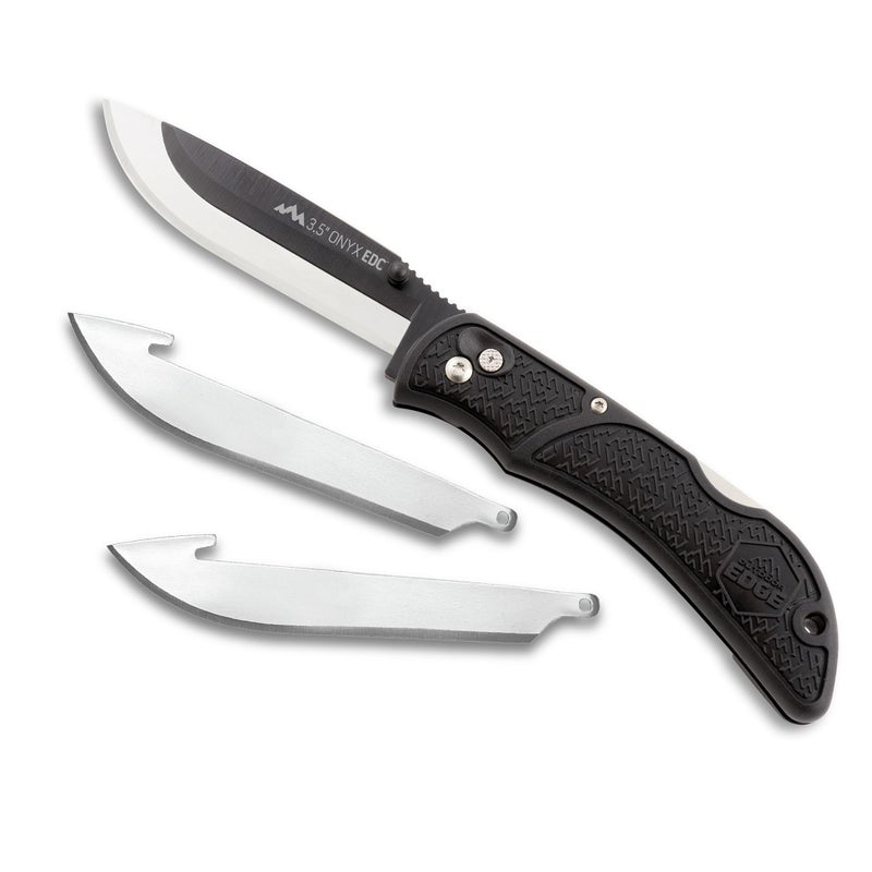 OUTDOOR EDGE 3.5" أونيكس EDC - سكين جيب قابل للطي بشفرة قابلة للاستبدال مع فتاحة مزدوجة ودبوس جيب مع 3 شفرات - Image 1