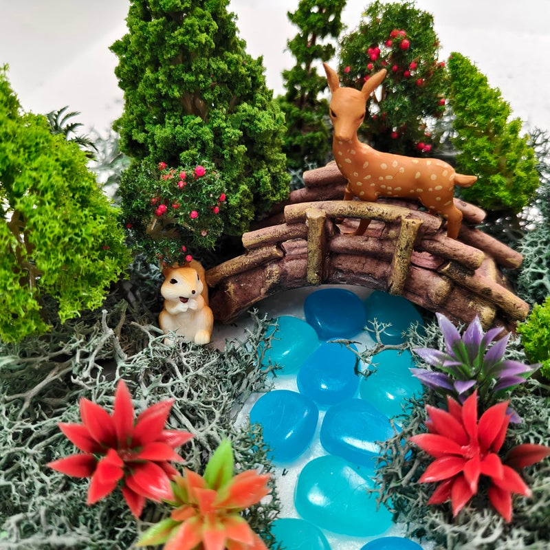 OrgMemory 45 Pcs Animal Tree, Moss, Forest Animals Figures, Plastic Trees for Projects, Model Train Scenery with No Bases, Miniature Trees Diorama Hobby Train Scenery - Image 5