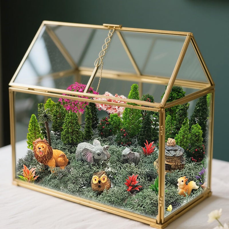OrgMemory 45 Pcs Animal Tree, Moss, Forest Animals Figures, Plastic Trees for Projects, Model Train Scenery with No Bases, Miniature Trees Diorama Hobby Train Scenery - Image 4