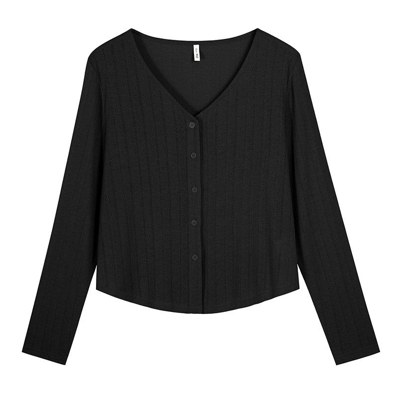 2025 new chubby mm outer V-neck Korean version high-end cardigan versatile and slimming, thin long-sleeved sunscreen jacket - Image 3