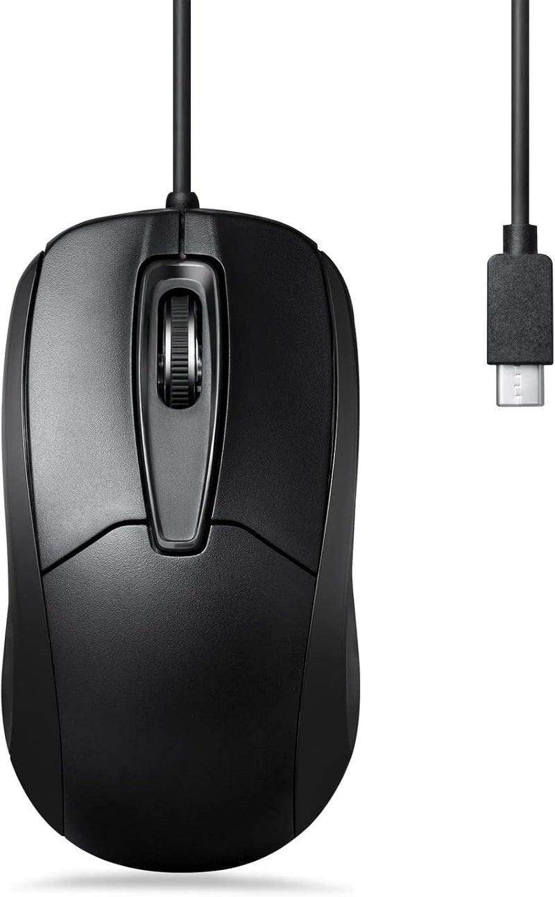 Perixx ماوس بصري سلكي USB Type C من Perixx PERIMICE-209C - كابل بطول 5.9 قدم - 1000 DPI - أسود - Image 1