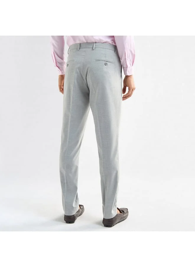 Splash FAV Checked Regular Fit Flexi Waist Trousers with Pockets