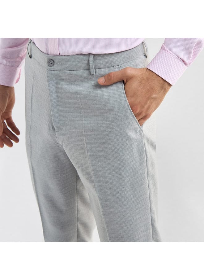 FAV Checked Regular Fit Flexi Waist Trousers with Pockets  - Image 4