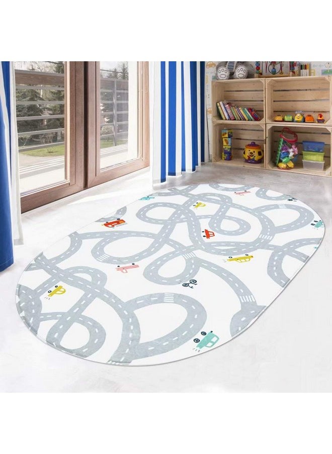 LIVEBOX - LIVEBOX Road Traffic Kids Rug 4'x6' Washable Children Bedroom Area Rug Great for Educational & Fun with Cars and Toys Non-Slip Baby Nursery Rugs for Living Room Classroom Entryway Kids Tent - Image 1