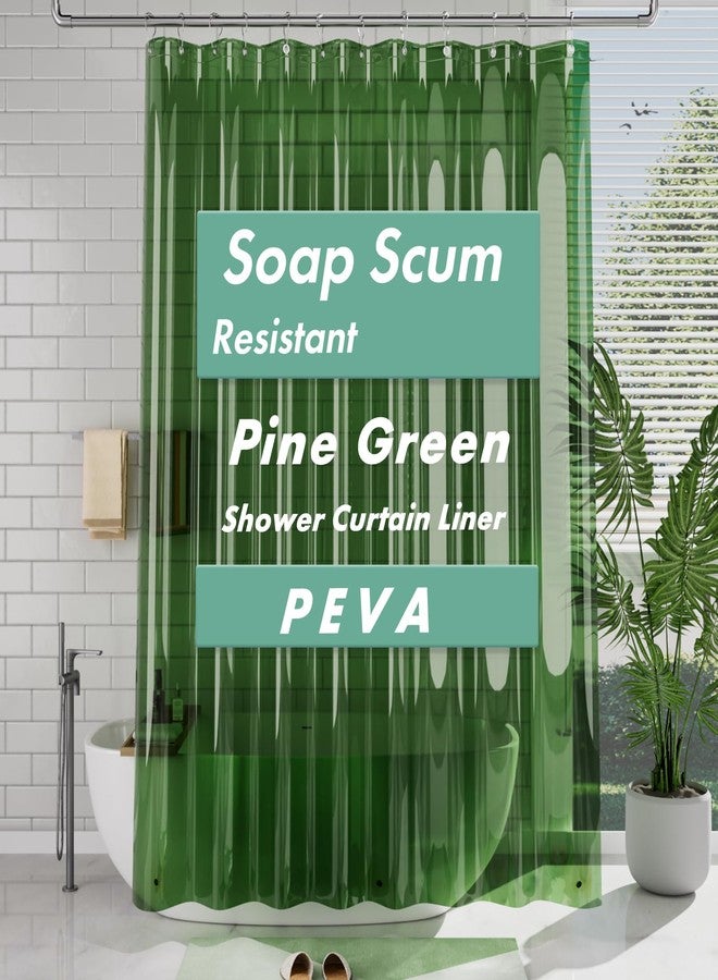 AmazerBath Extra Long Shower Curtain Liner 72x84, Clear Green Shower Liner 84 Inches Long, Plastic Shower Curtain Liners, Cute Tall Shower Liner, PEVA Bathroom Shower Curtain Liners & 3 Magnets - Image 1