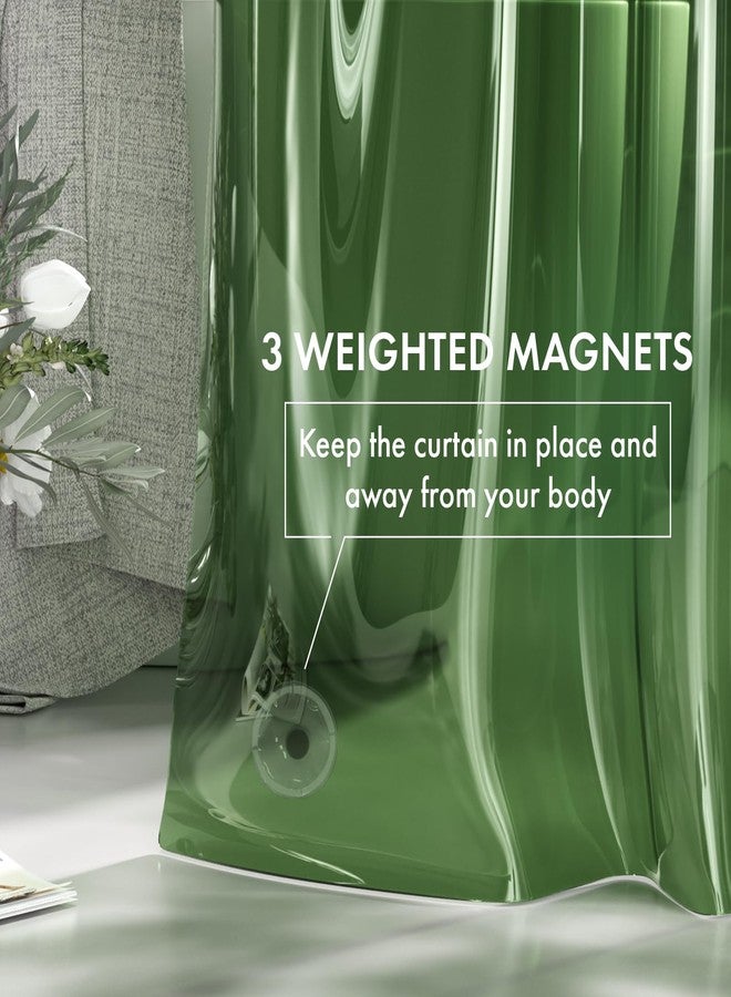 AmazerBath Extra Long Shower Curtain Liner 72x84, Clear Green Shower Liner 84 Inches Long, Plastic Shower Curtain Liners, Cute Tall Shower Liner, PEVA Bathroom Shower Curtain Liners & 3 Magnets - Image 3