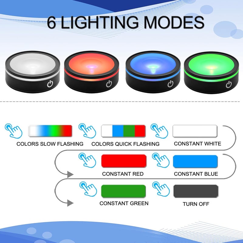 IFOLAINA LED Light Base Lighted Stand Display for Crystal Glass Ball Glass Art Tumbler RGB Multicolor Lighting Round Black Pedestal - Concave - Image 4