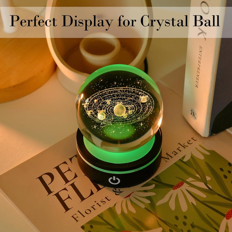 IFOLAINA LED Light Base Lighted Stand Display for Crystal Glass Ball Glass Art Tumbler RGB Multicolor Lighting Round Black Pedestal - Concave - Image 2