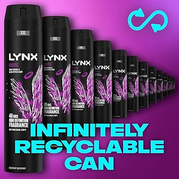 lynx 3 Pack of 250ml Lynx Excite XXL Deodorant Body Spray with 48H Freshness - Image 4